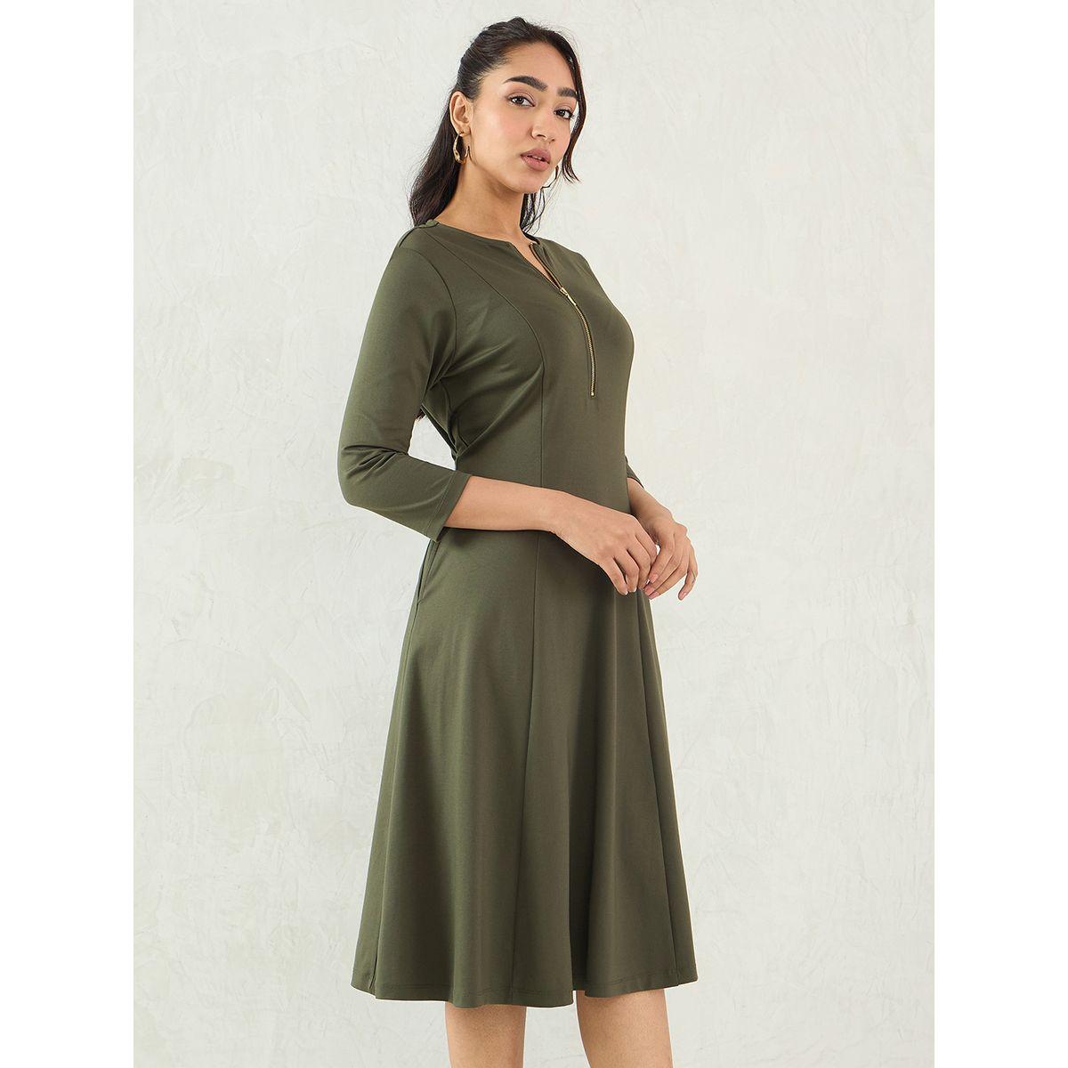 فستان ميدي سادة بتفاصيل سحاب-women-clothing-dresses-image-3