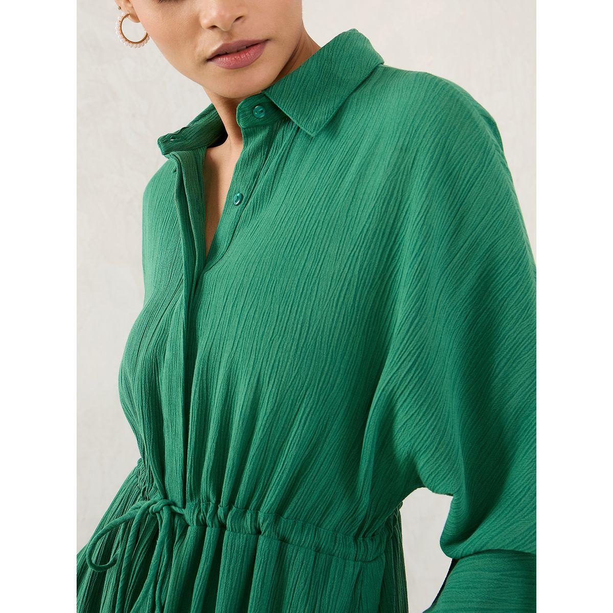 فستان طويل بتفاصيل ياقة مع ربطة خصر-women-clothing-dresses-image-4