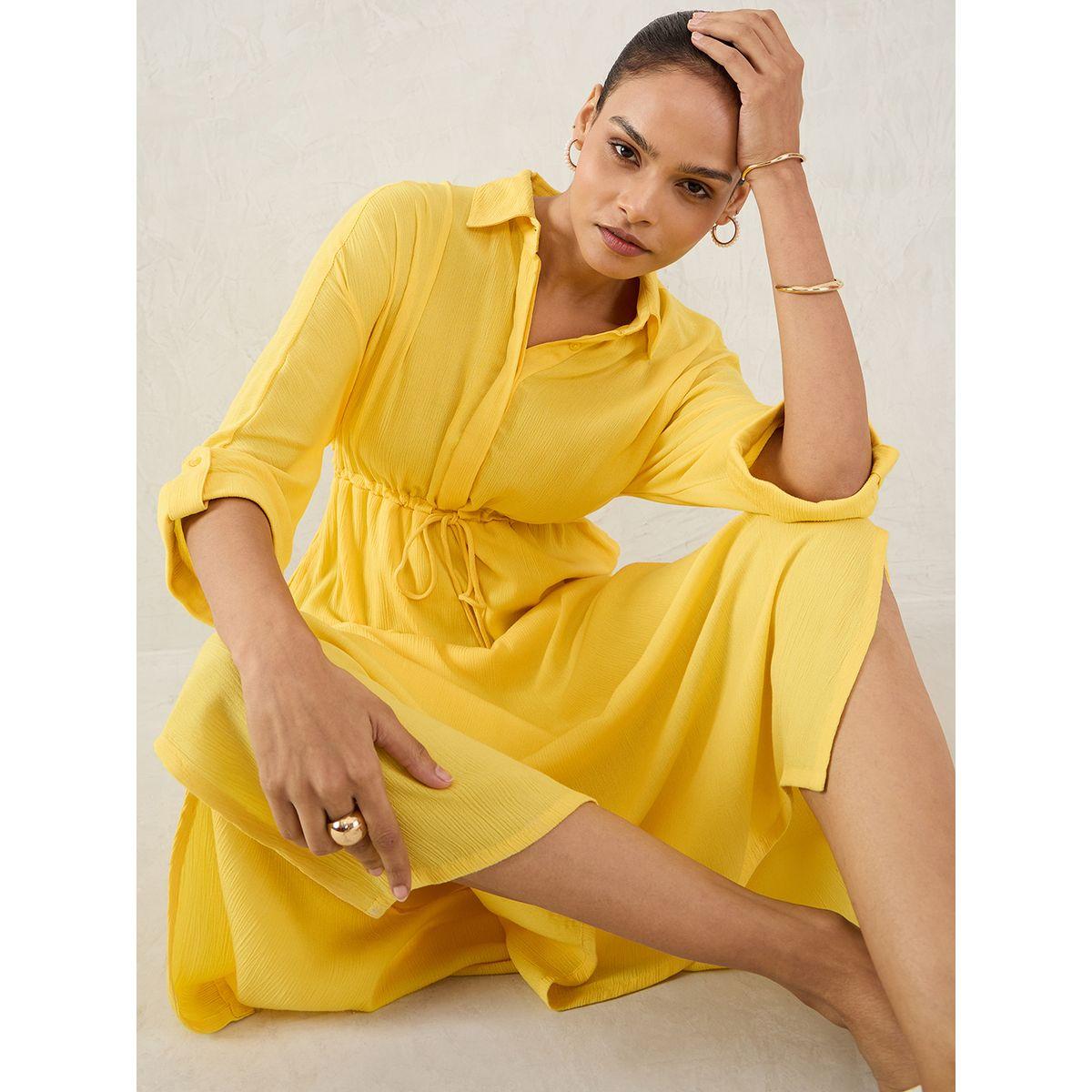 فستان طويل بتفاصيل ياقة مع ربطة خصر-women-clothing-dresses-image-7
