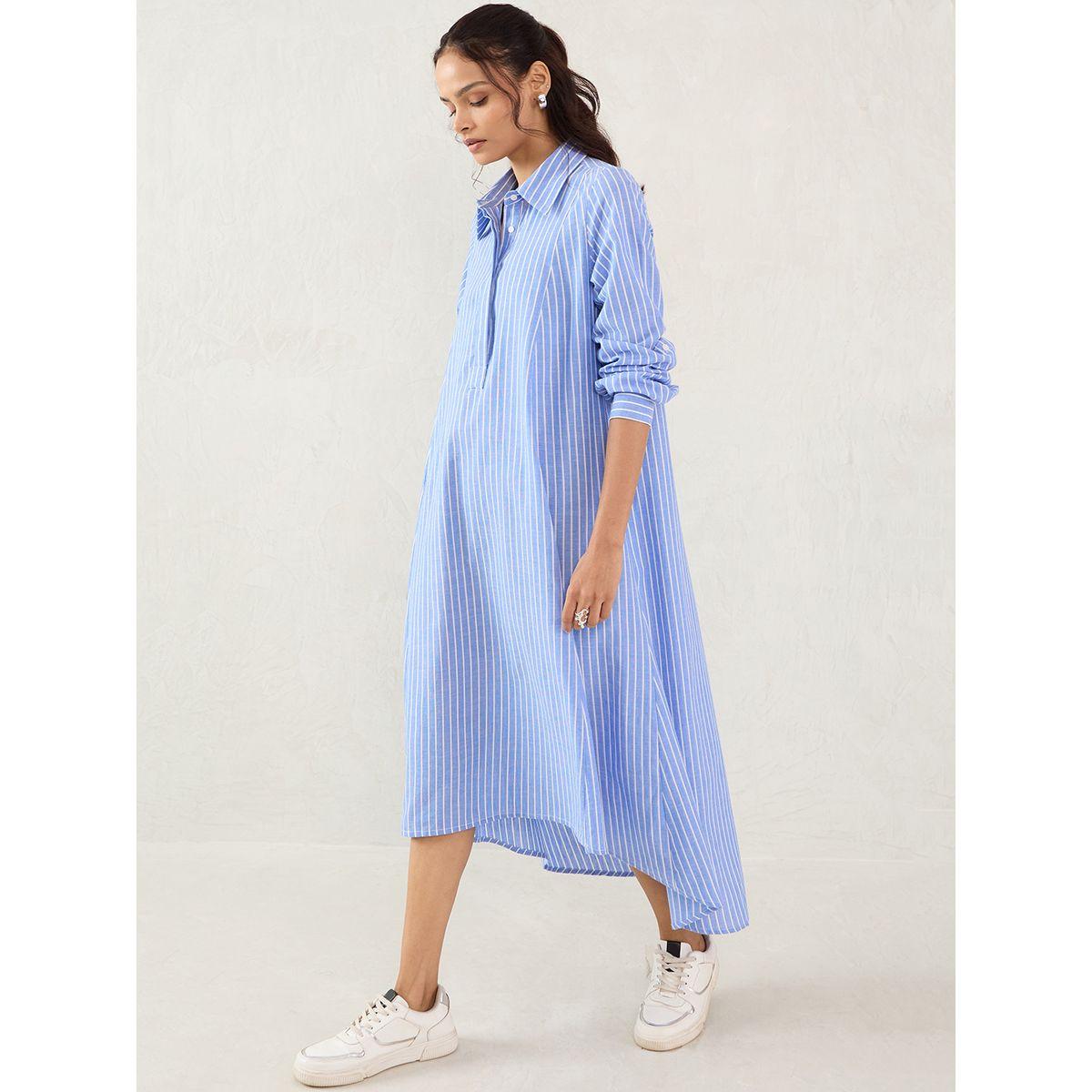 فستان طويل مخطط بحافة غير متماثلة-women-clothing-dresses-image-3