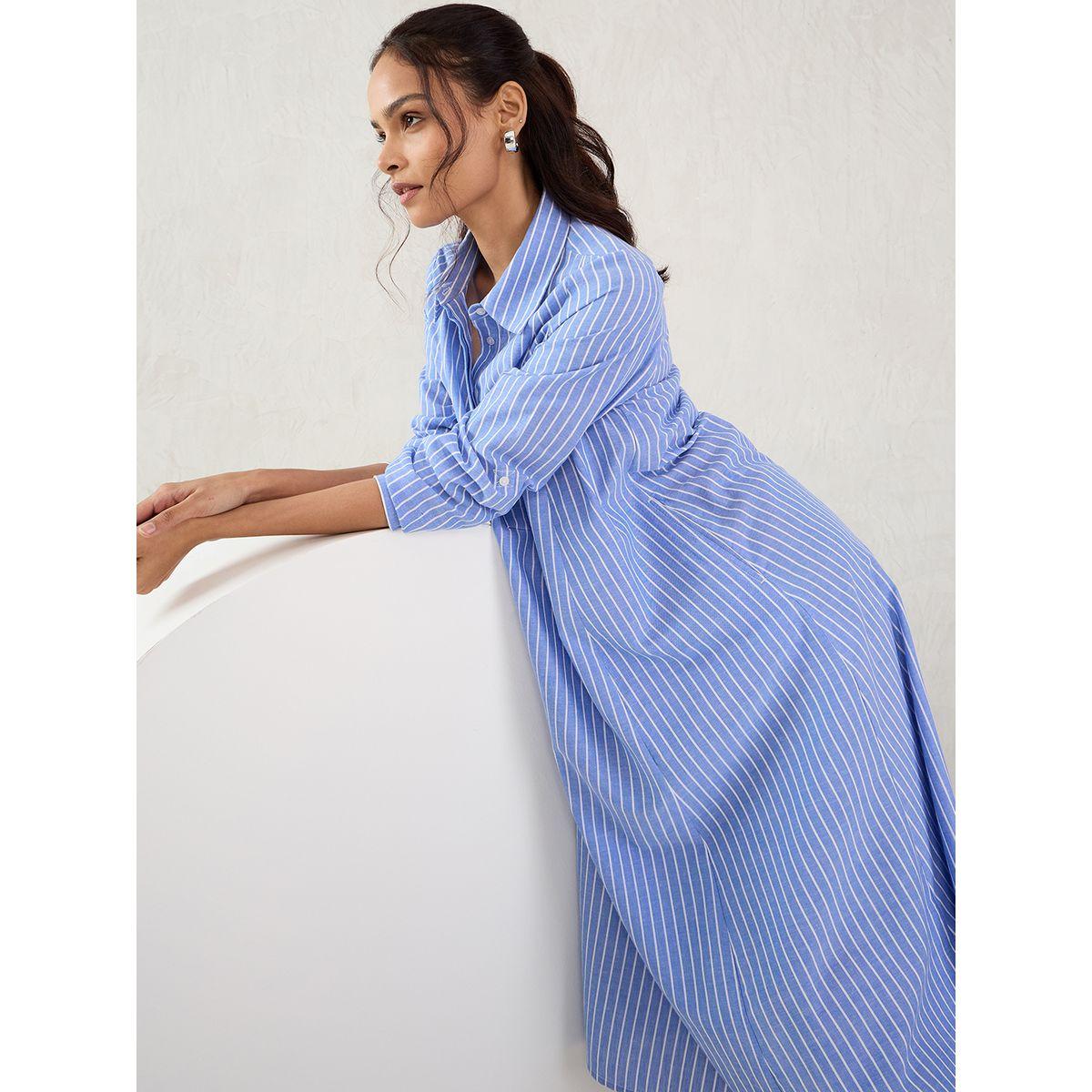 فستان طويل مخطط بحافة غير متماثلة-women-clothing-dresses-image-6