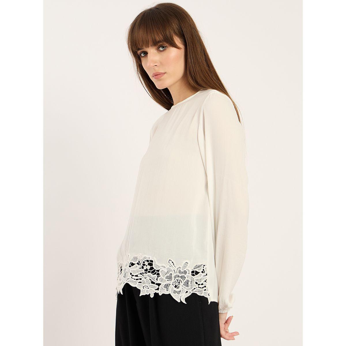 Femmella White Lace Hem Long Sleeve Top-women-clothing-shirtsandblouses-blouses-image-4