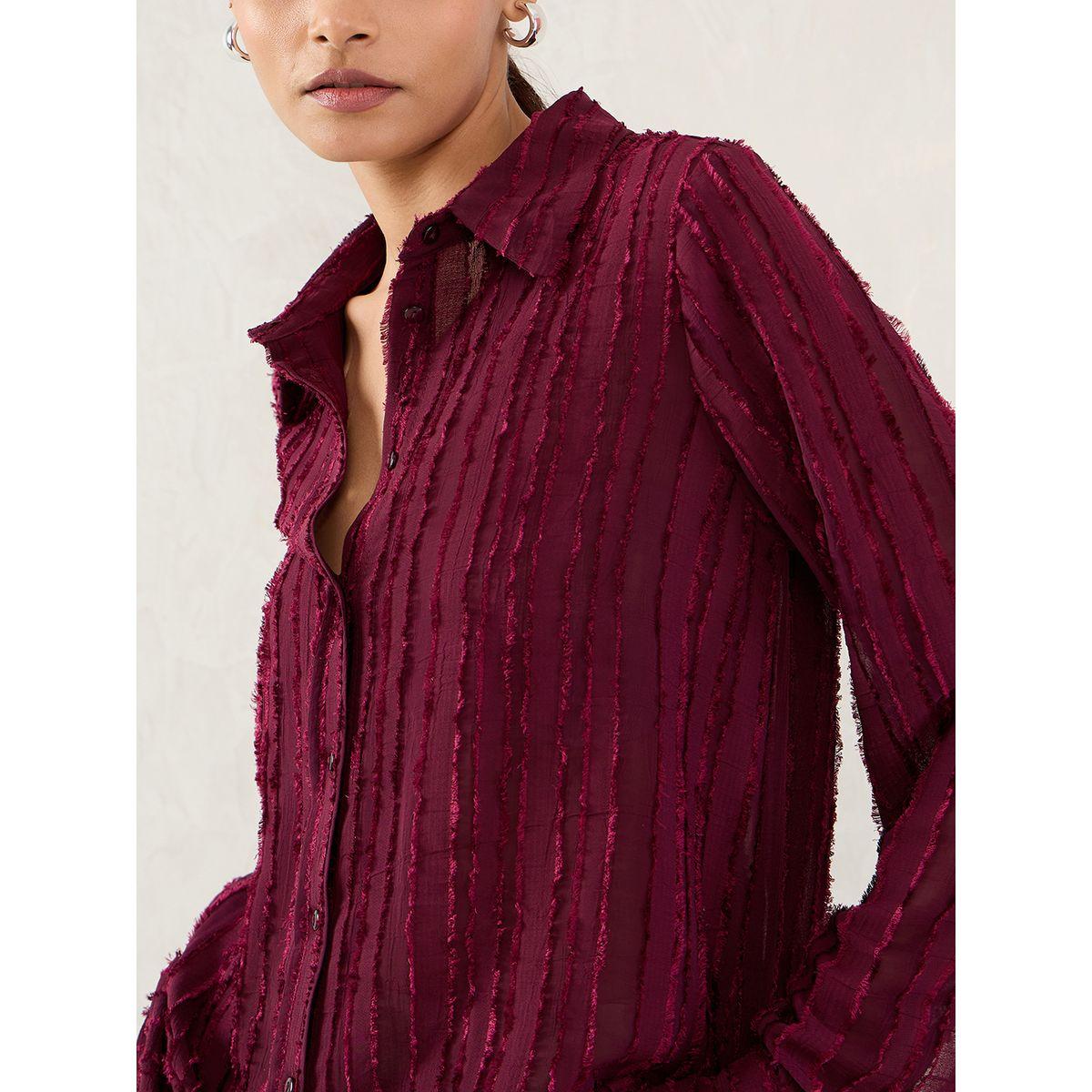 بلوزة بتفاصيل بارزة الملمس مع أزرار-women-clothing-shirtsandblouses-shirts-image-4