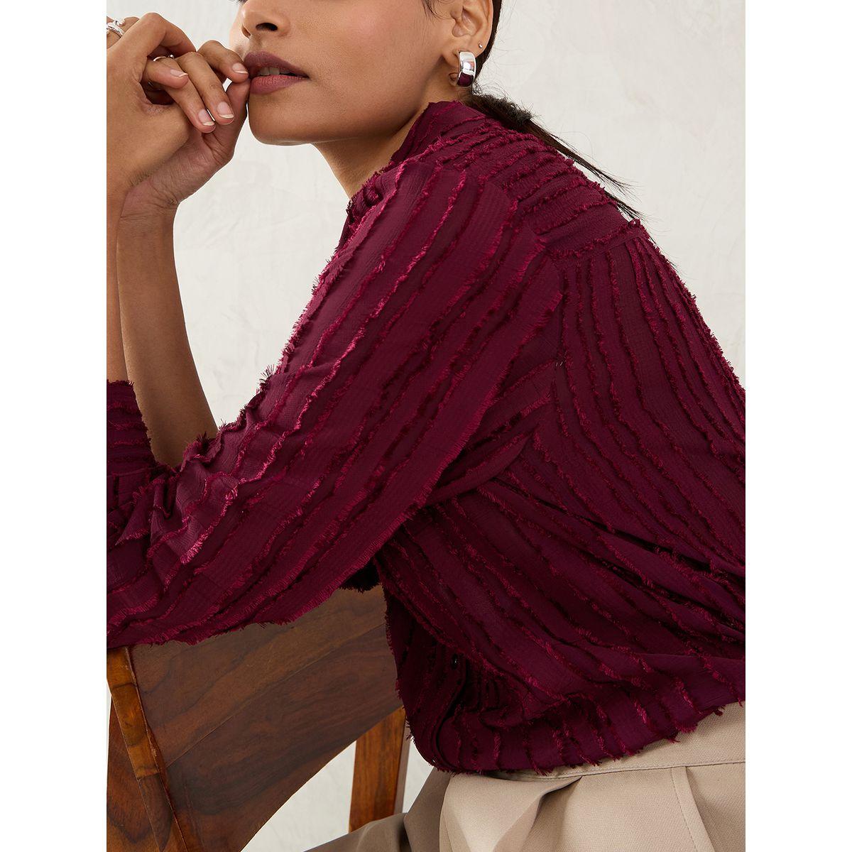 بلوزة بتفاصيل بارزة الملمس مع أزرار-women-clothing-shirtsandblouses-shirts-image-6