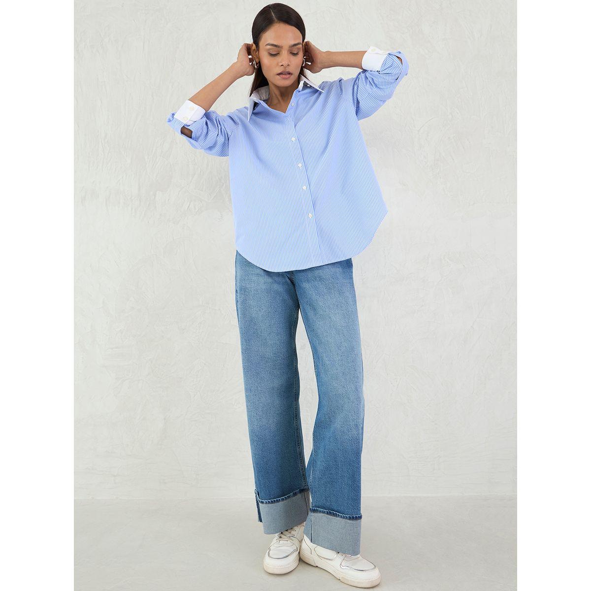 بلوزة مخططة بياقة مُتباينة وأزرار-women-clothing-shirtsandblouses-shirts-image-5