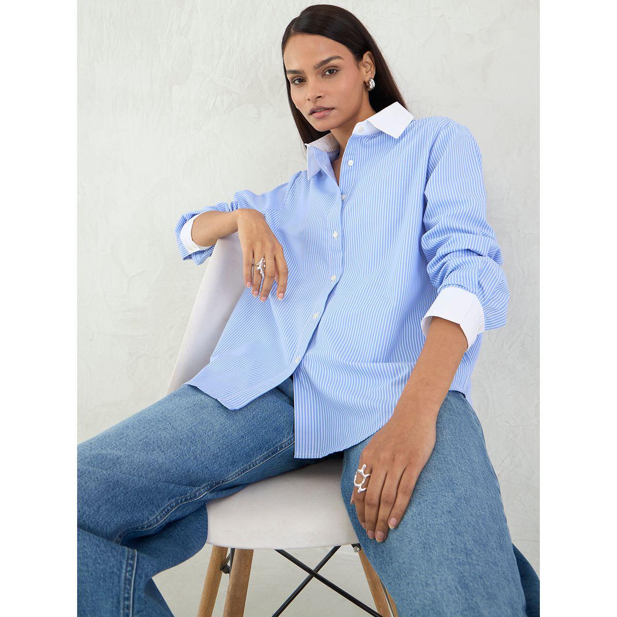 بلوزة مخططة بياقة مُتباينة وأزرار-women-clothing-shirtsandblouses-shirts-image-6
