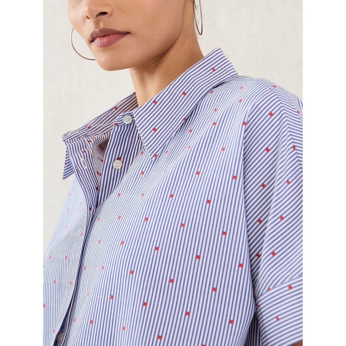بلوزة مخططة بأكمام قصيرة مع أزرار-women-clothing-shirtsandblouses-shirts-image-4