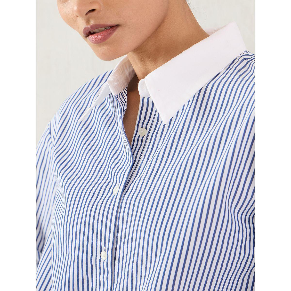 بلوزة مخططة بأزرار وياقة سبريد-women-clothing-shirtsandblouses-shirts-image-4