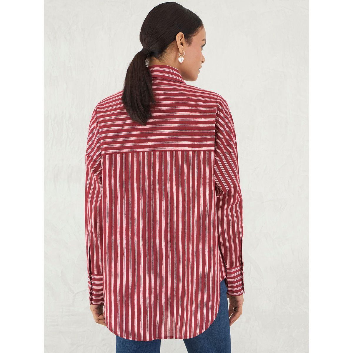بلوزة مخططة قطنية بأزرار-women-clothing-shirtsandblouses-shirts-image-2