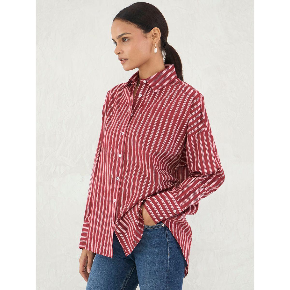 بلوزة مخططة قطنية بأزرار-women-clothing-shirtsandblouses-shirts-image-3