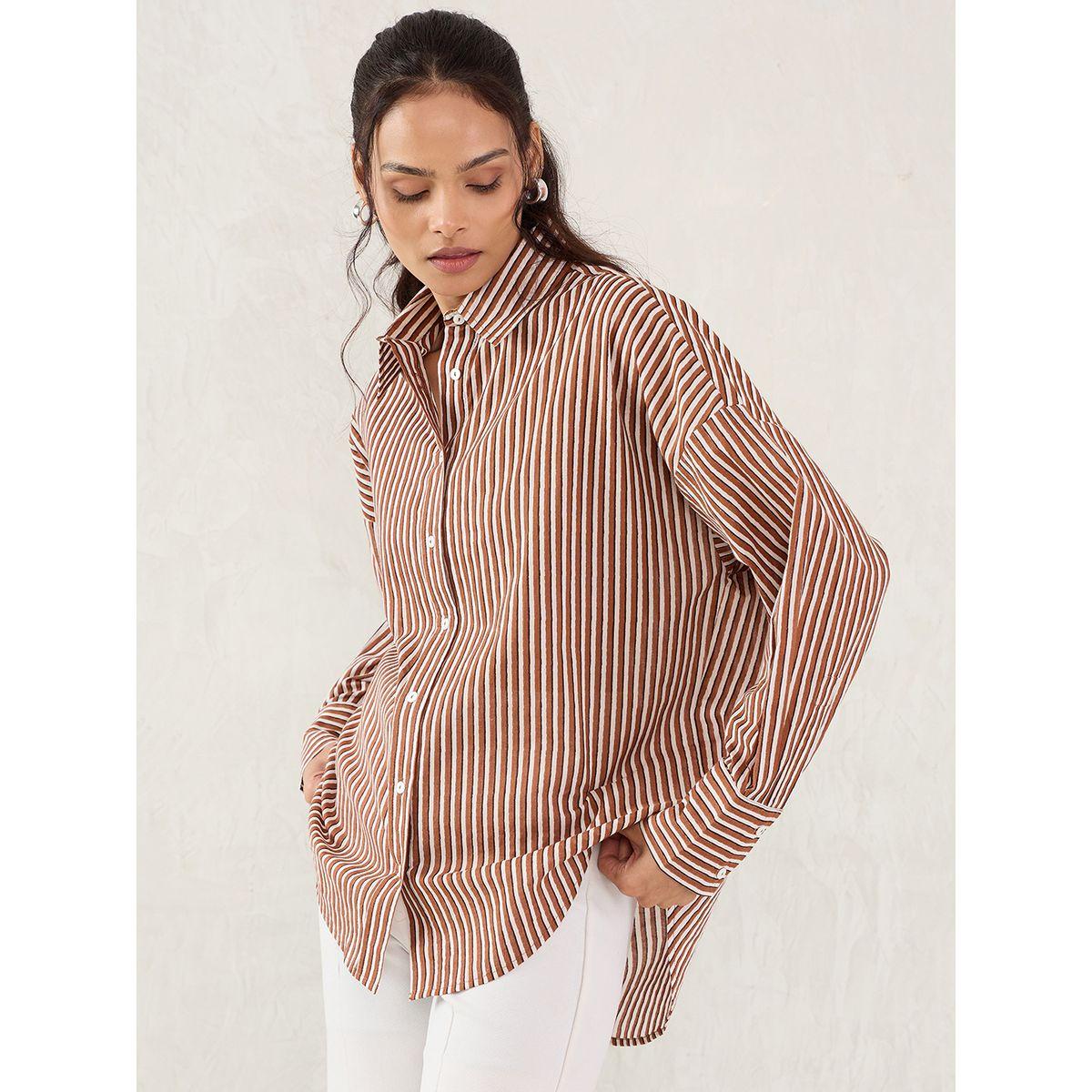 Femmella  Cotton Striped Buttoned Shirt-women-clothing-shirtsandblouses-shirts-image-1