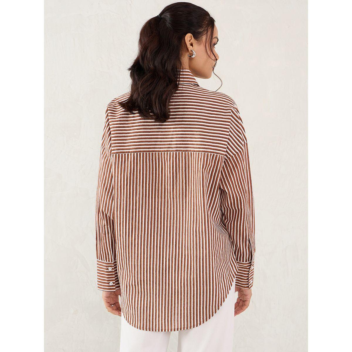 Femmella  Cotton Striped Buttoned Shirt-women-clothing-shirtsandblouses-shirts-image-2