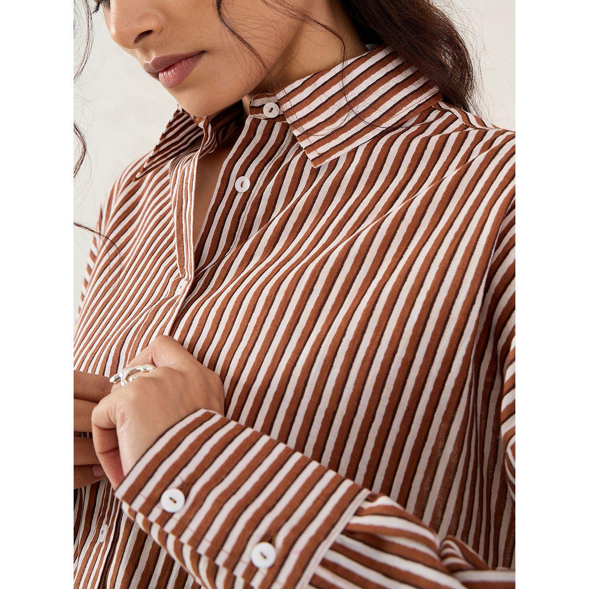 Femmella  Cotton Striped Buttoned Shirt-women-clothing-shirtsandblouses-shirts-image-3