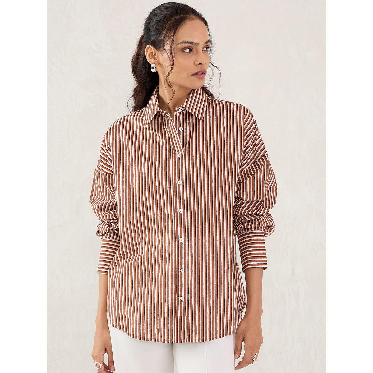 Femmella  Cotton Striped Buttoned Shirt-women-clothing-shirtsandblouses-shirts-image-4
