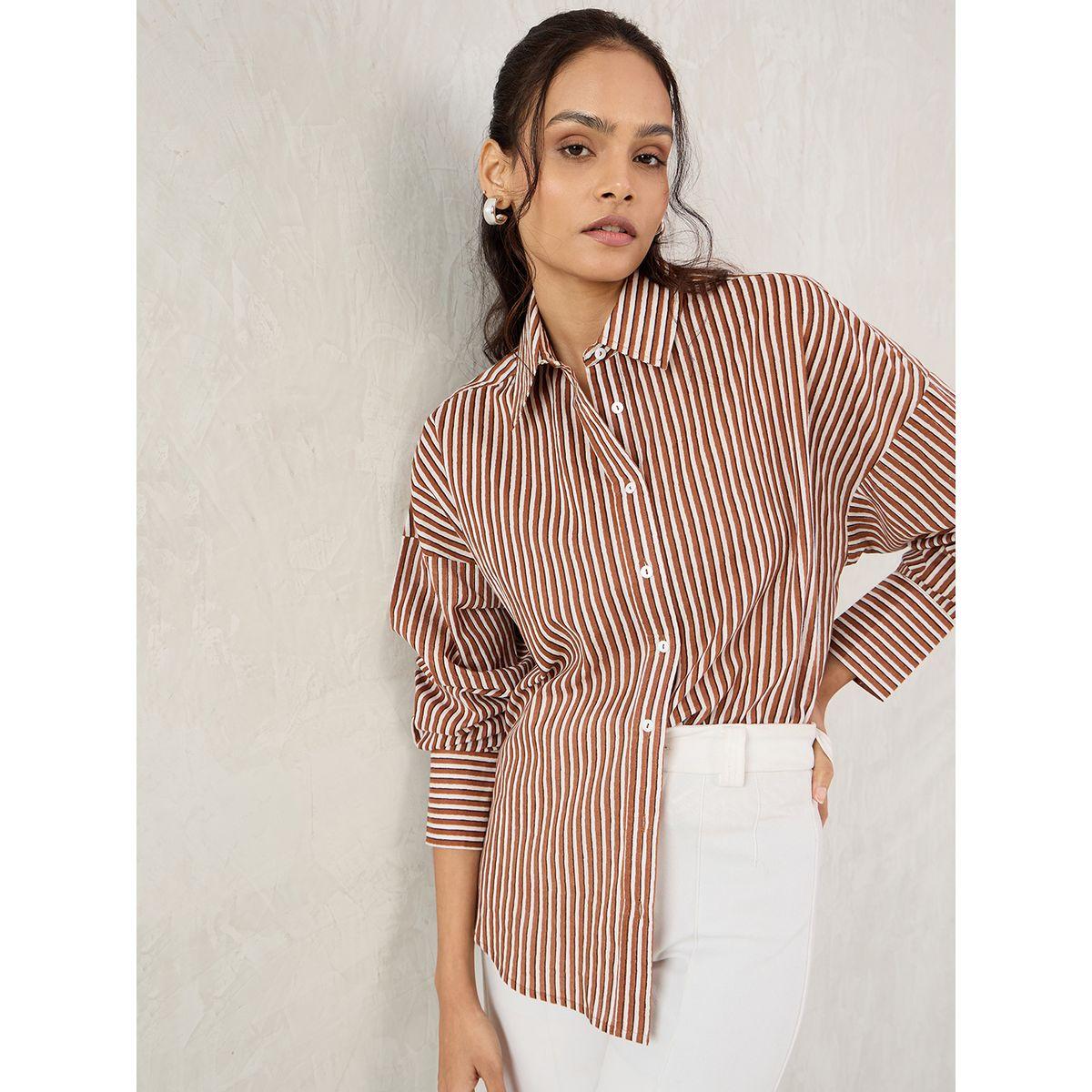 Femmella  Cotton Striped Buttoned Shirt-women-clothing-shirtsandblouses-shirts-image-6