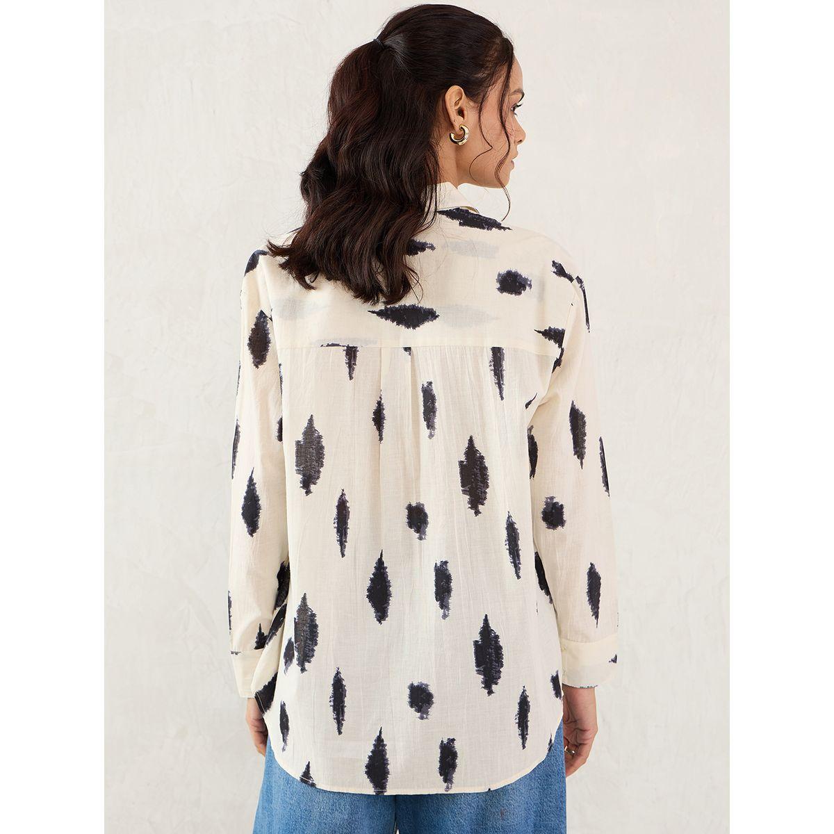 Femmella Off-White Abstract Printed Buttoned Shirt-women-clothing-shirtsandblouses-shirts-image-2