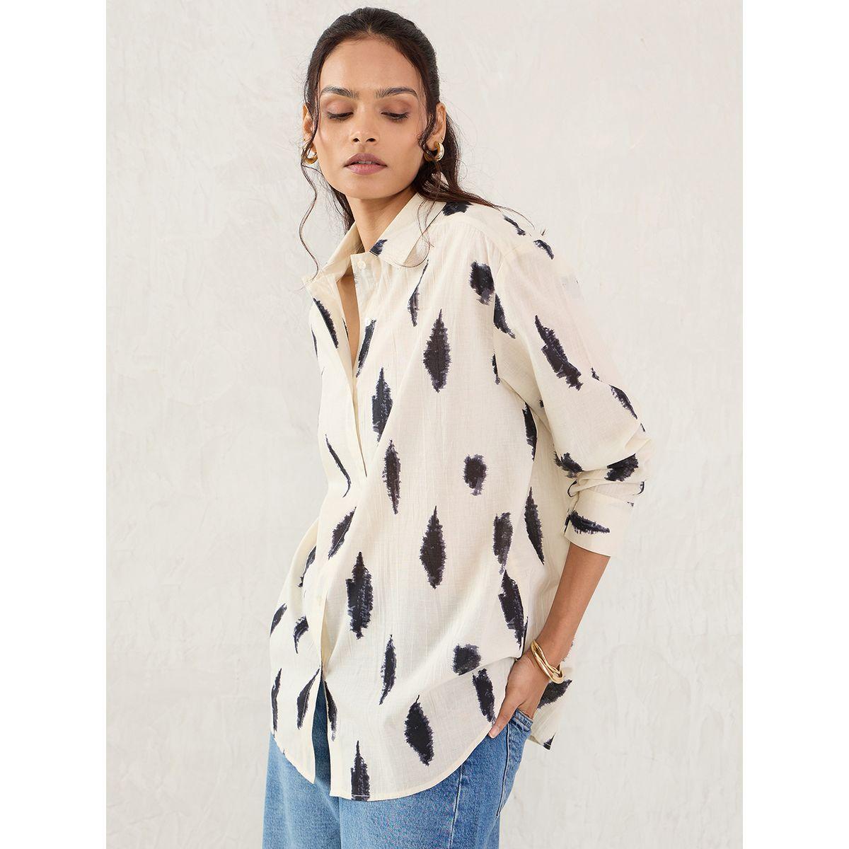 Femmella Off-White Abstract Printed Buttoned Shirt-women-clothing-shirtsandblouses-shirts-image-3