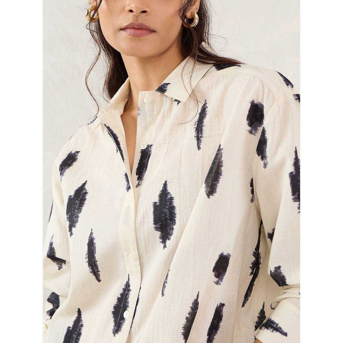 Femmella Off-White Abstract Printed Buttoned Shirt-women-clothing-shirtsandblouses-shirts-image-4