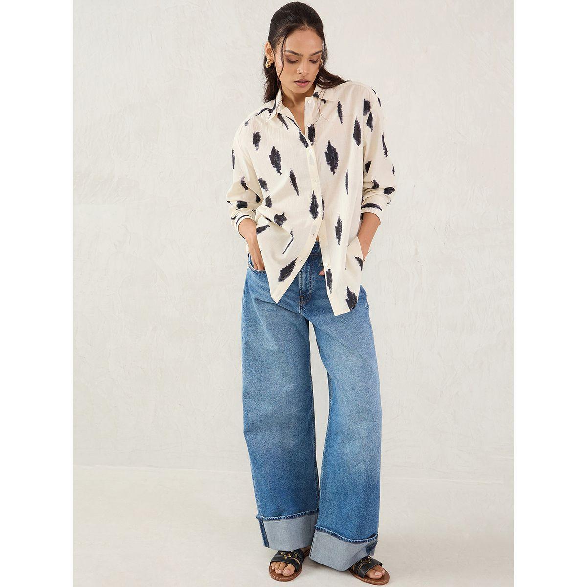 Femmella Off-White Abstract Printed Buttoned Shirt-women-clothing-shirtsandblouses-shirts-image-5