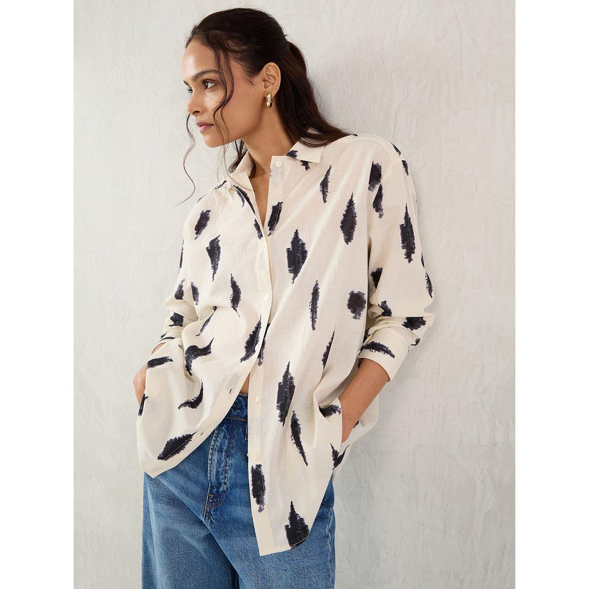 Femmella Off-White Abstract Printed Buttoned Shirt-women-clothing-shirtsandblouses-shirts-image-6