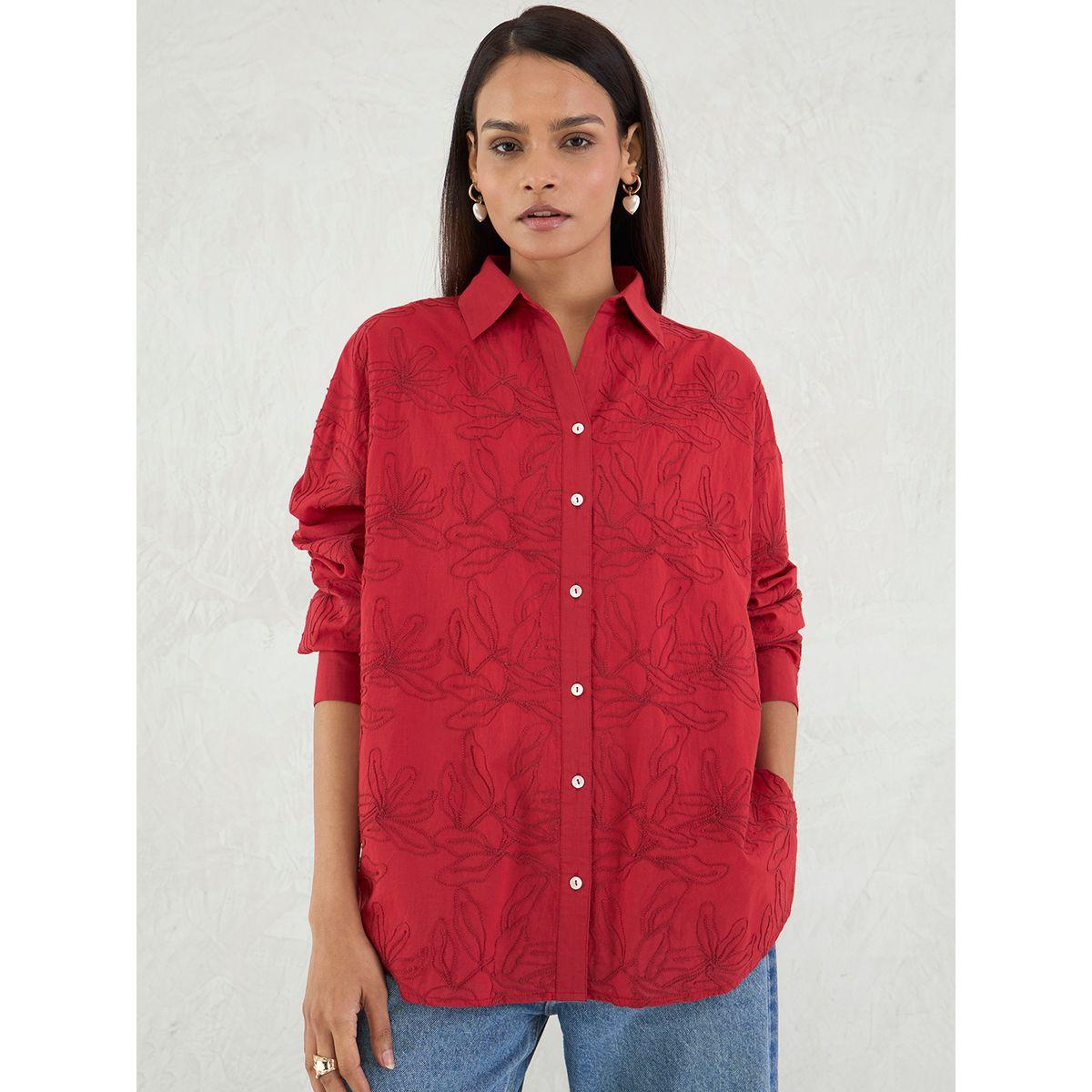 بلوزة طويلة بتفاصيل مُطرزة-women-clothing-shirtsandblouses-shirts-image-1