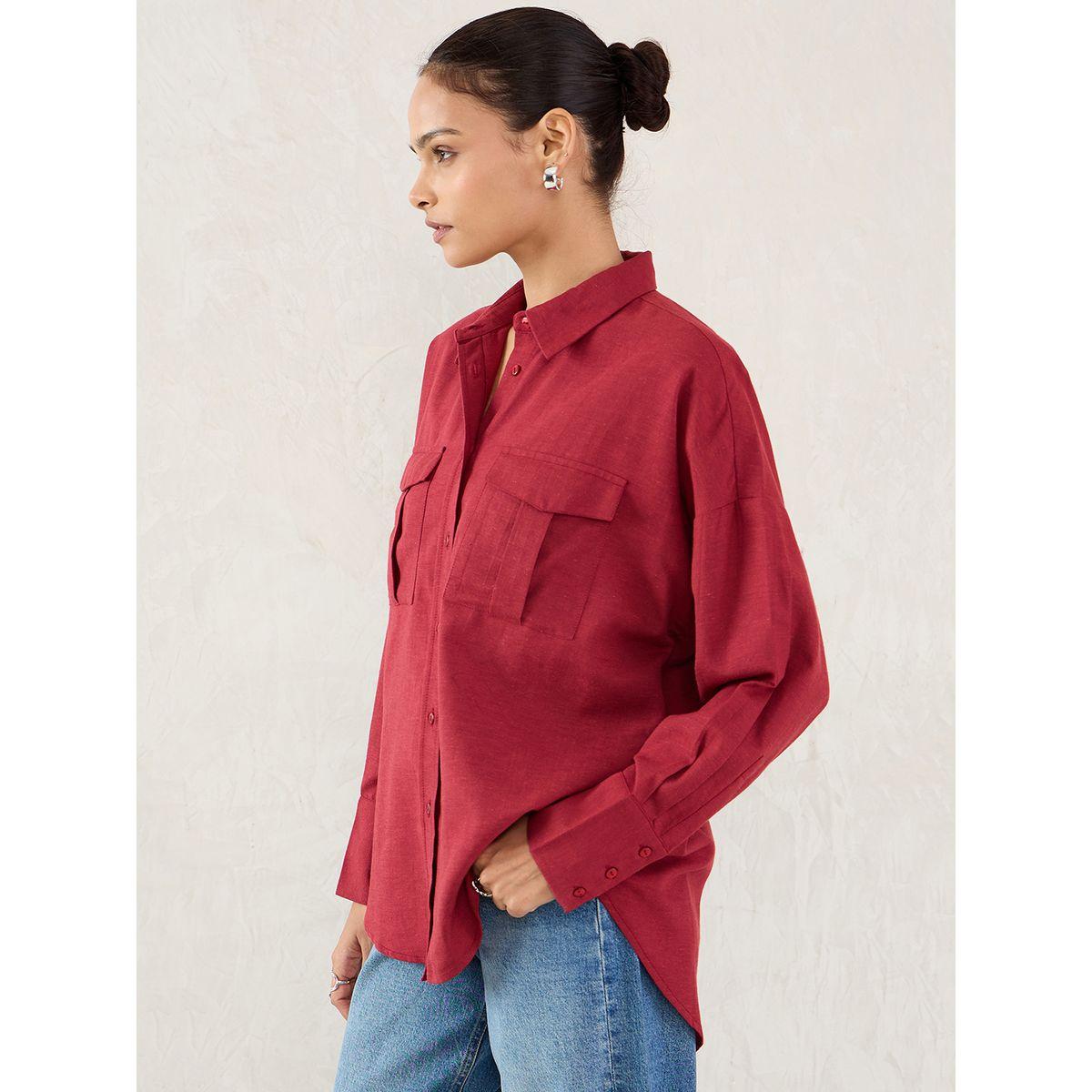 بلوزة بتفاصيل جيوب مع أزرار-women-clothing-shirtsandblouses-shirts-image-3