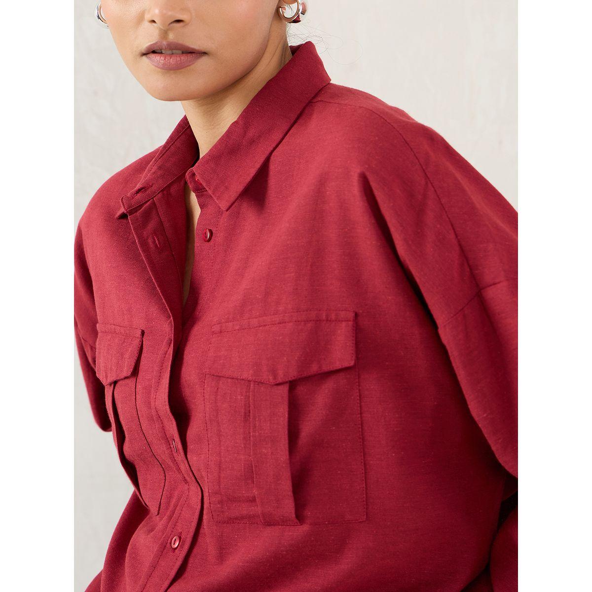 بلوزة بتفاصيل جيوب مع أزرار-women-clothing-shirtsandblouses-shirts-image-4