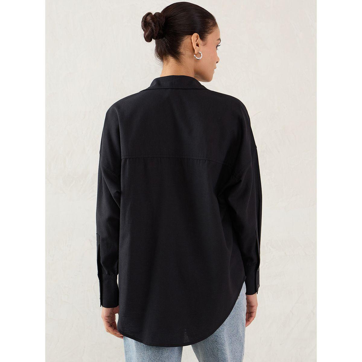 Femmella Black Pocket Detail Buttoned Shirt-women-clothing-shirtsandblouses-shirts-image-2