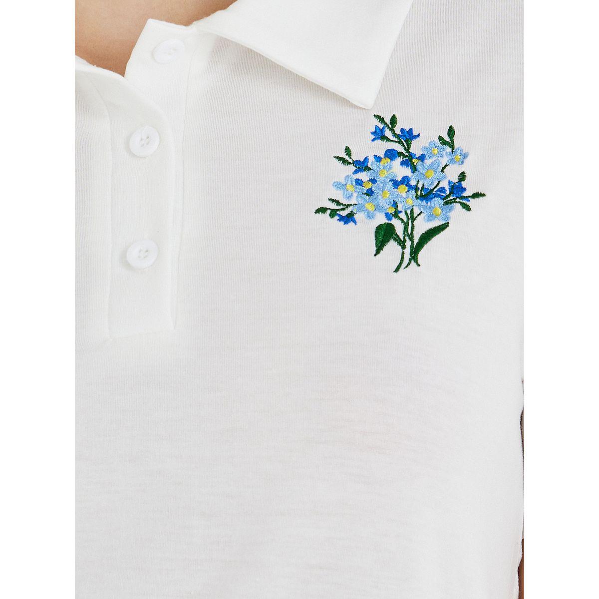 Styli Embroidery Detail Short Sleeve Polo T-Shirt-women-clothing-tshirts-image-3