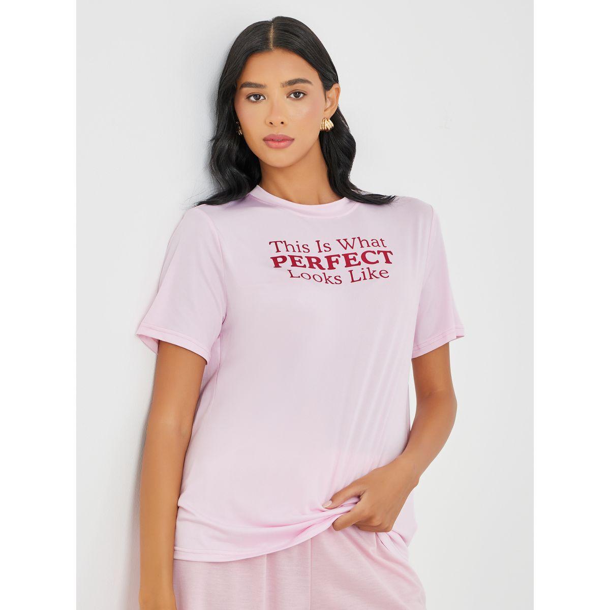 Styli Slogan Print Round Neck T-Shirt-women-clothing-tshirts-image-1