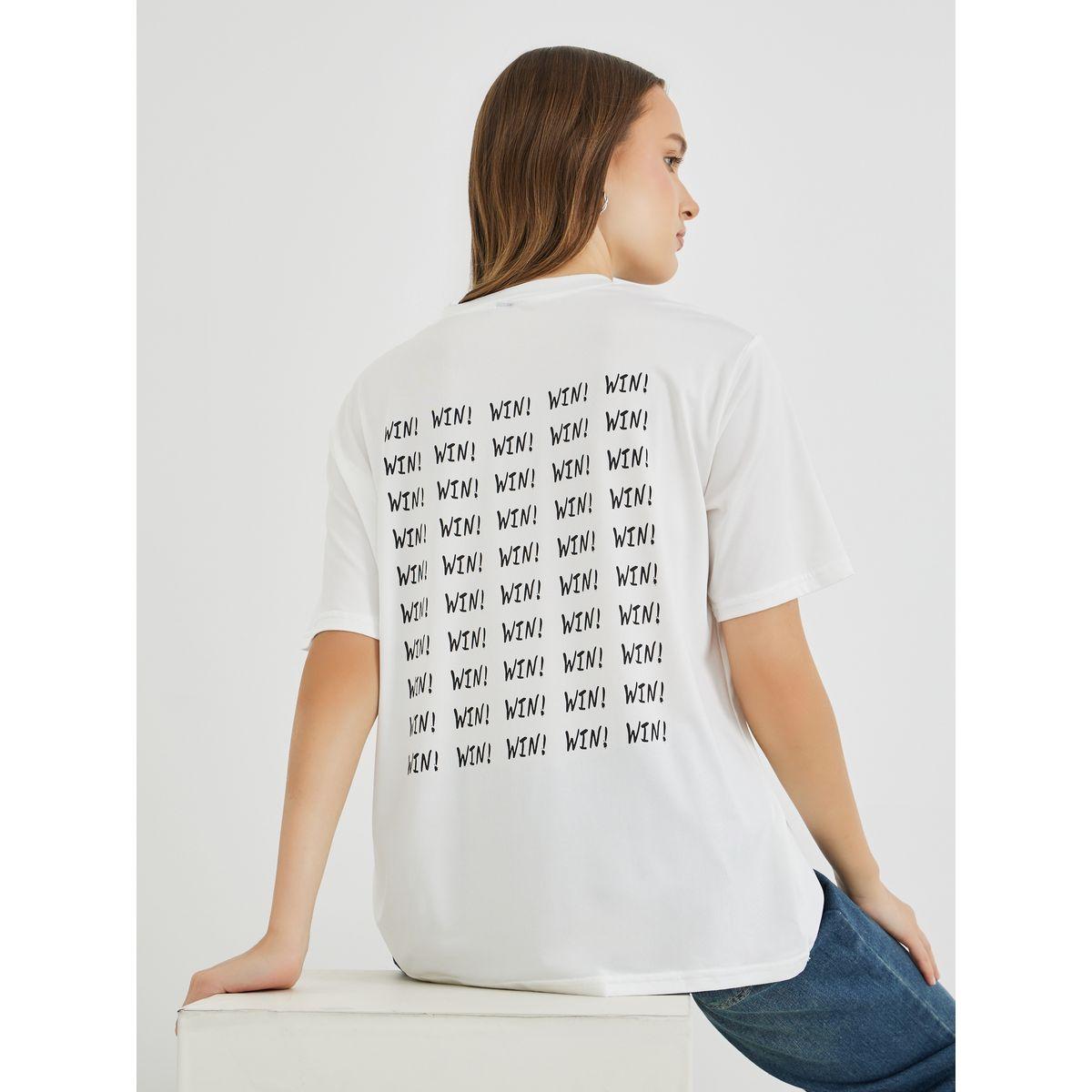 تيشيرت بطبعة كتابة وقصة عادية-women-clothing-tshirts-image-1
