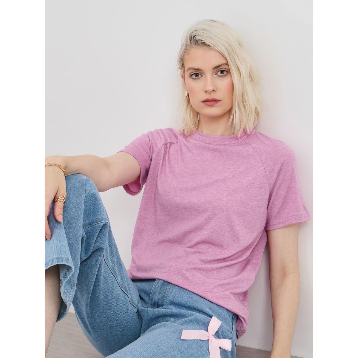 Styli Solid Regular Fit Round Neck T-Shirt-women-clothing-tshirts-image-1
