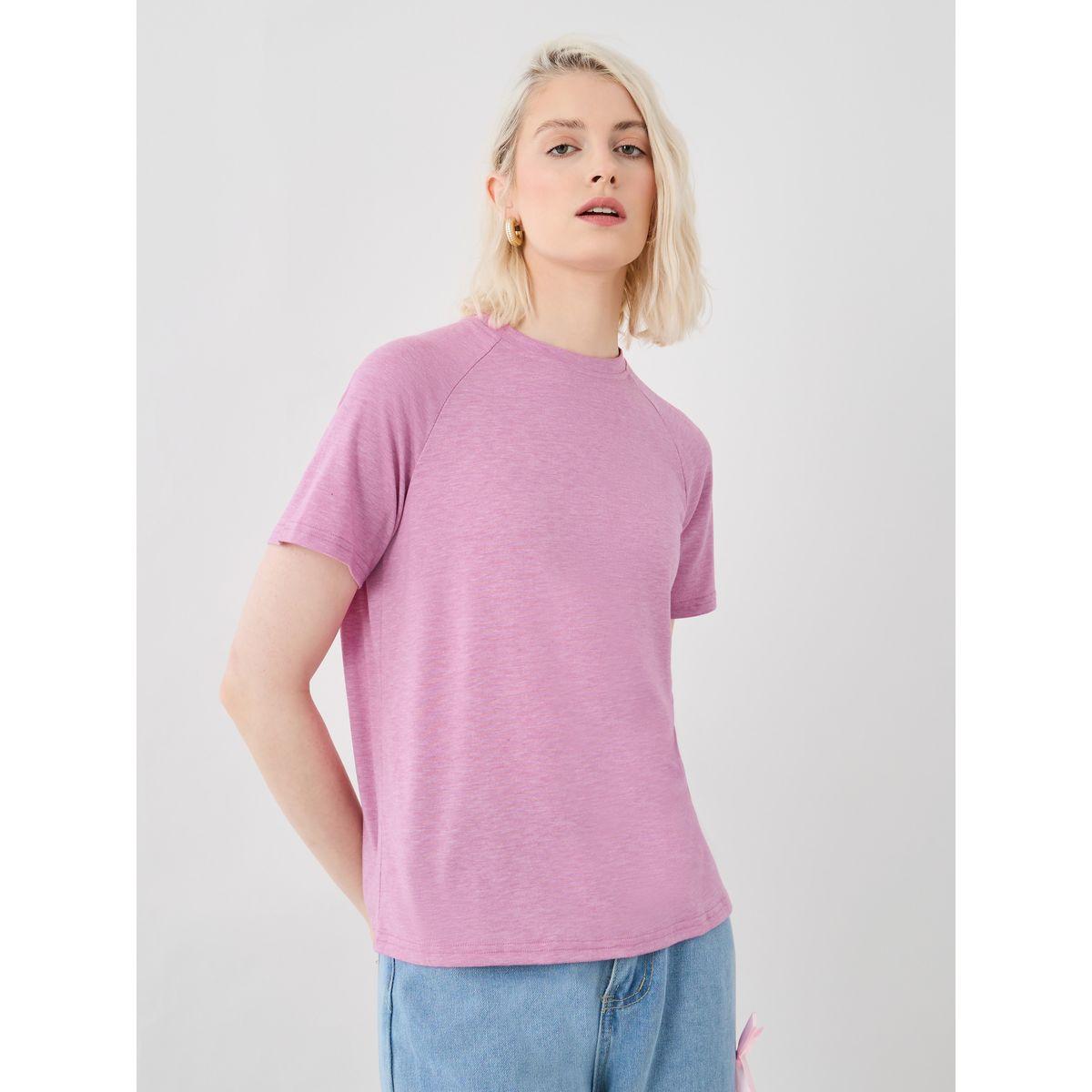 Styli Solid Regular Fit Round Neck T-Shirt-women-clothing-tshirts-image-2