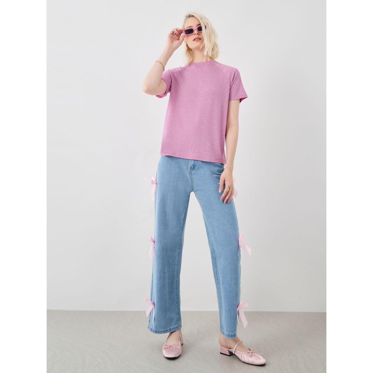 Styli Solid Regular Fit Round Neck T-Shirt-women-clothing-tshirts-image-3