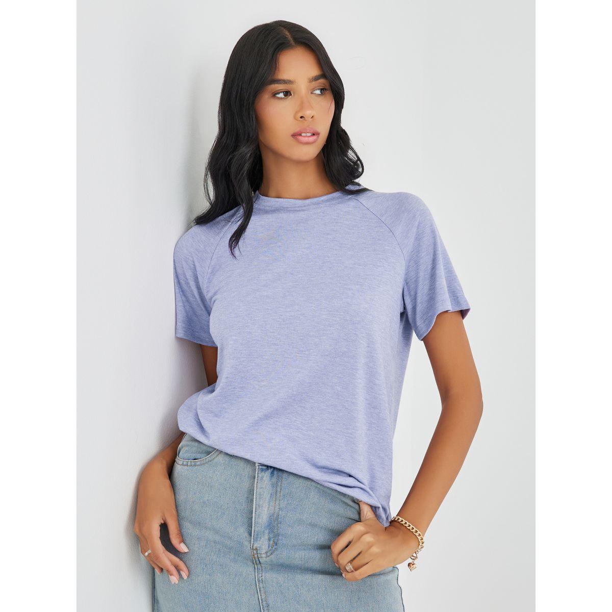 Styli Solid Round Neck T-Shirt-women-clothing-tshirts-image-1
