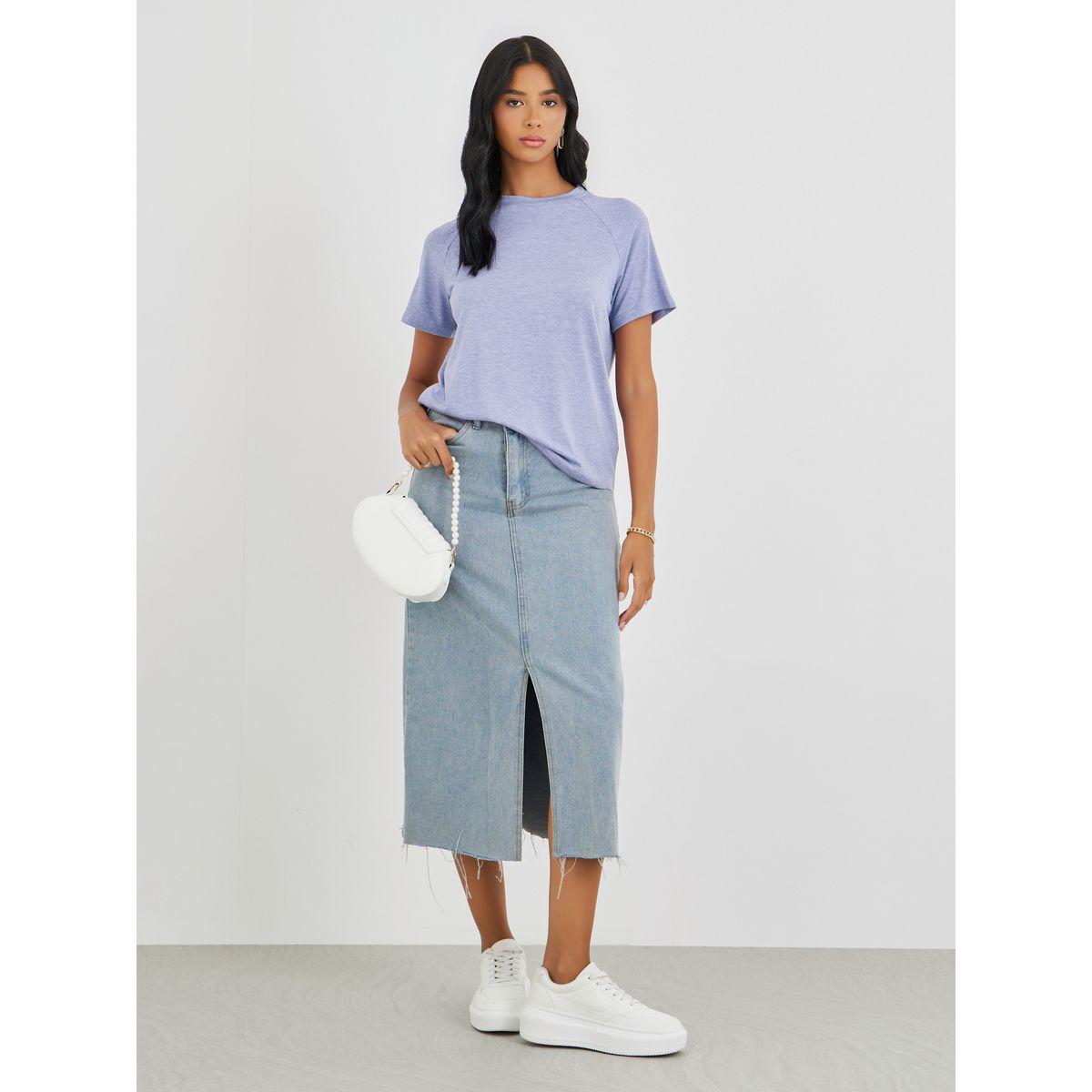 Styli Solid Round Neck T-Shirt-women-clothing-tshirts-image-2