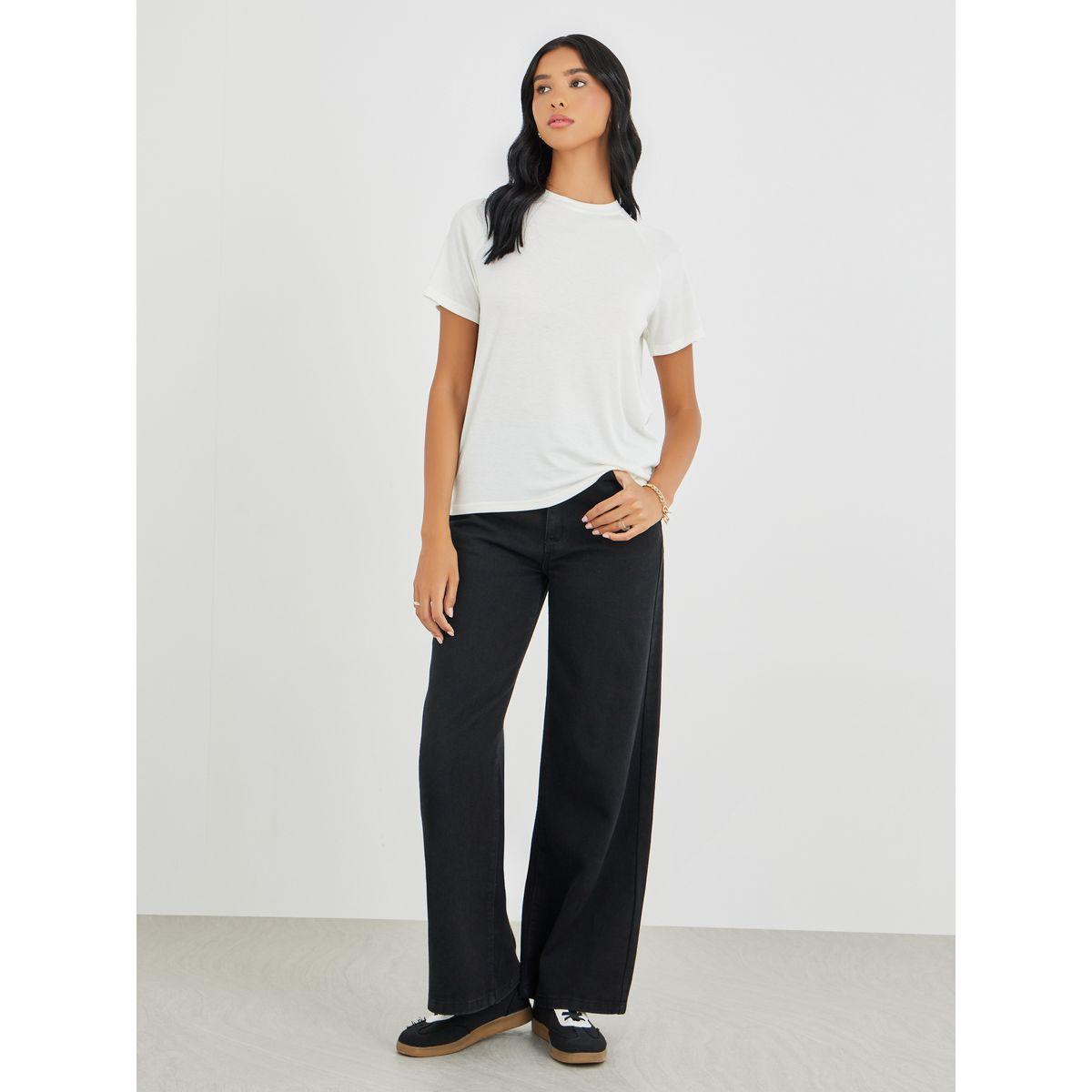 Styli Solid Round Neck T-Shirt-women-clothing-tshirts-image-2
