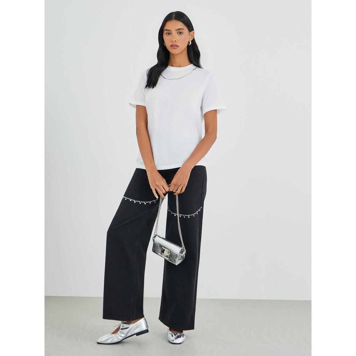 Styli Solid Round Neck T-Shirt-women-clothing-tshirts-image-2