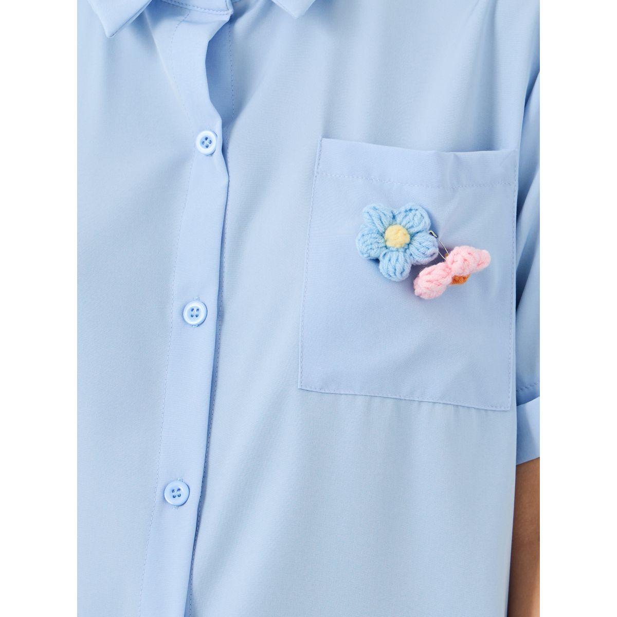 Styli Removable Floral Patch Detail Oversized Shirt-women-clothing-shirtsandblouses-shirts-image-3