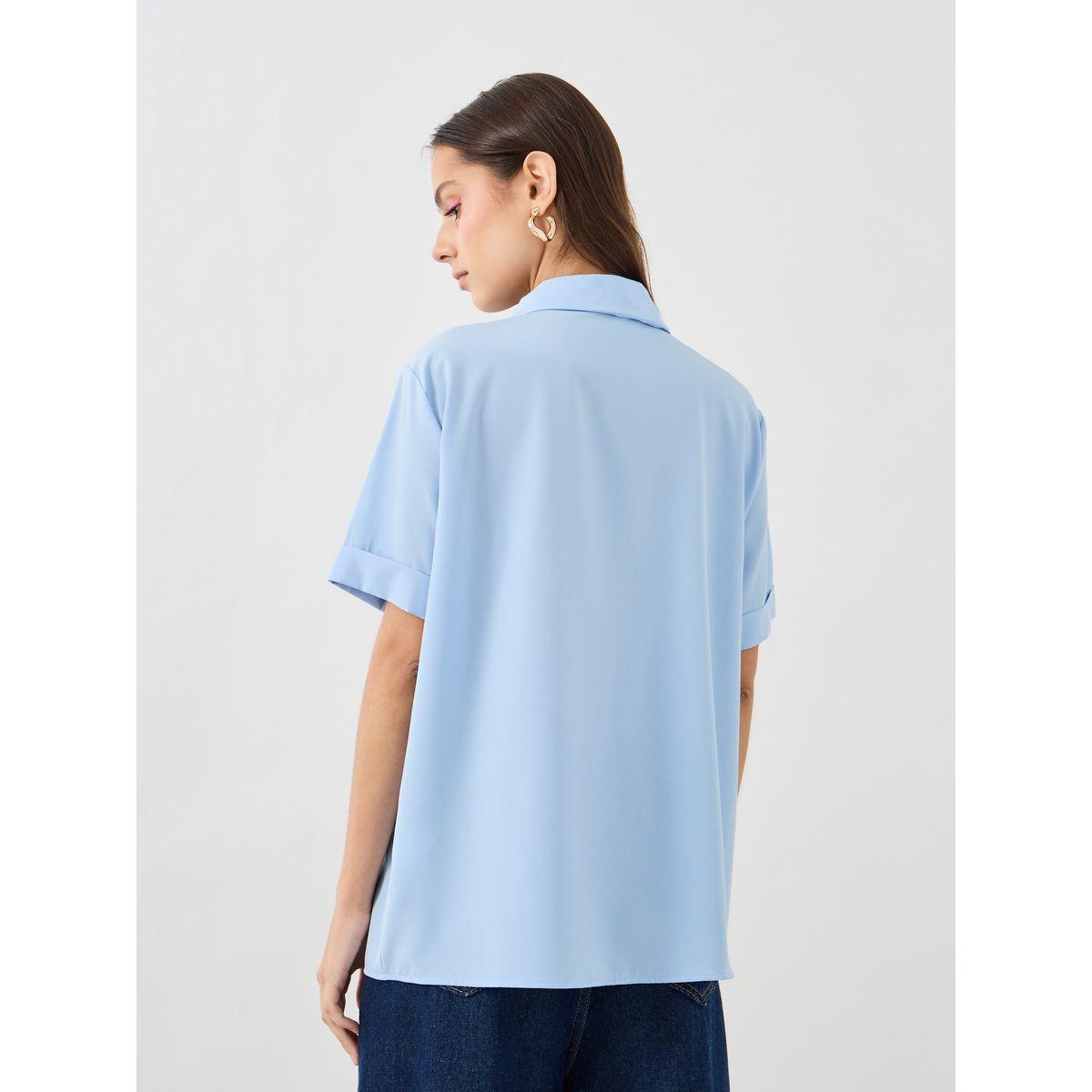 Styli Removable Floral Patch Detail Oversized Shirt-women-clothing-shirtsandblouses-shirts-image-4