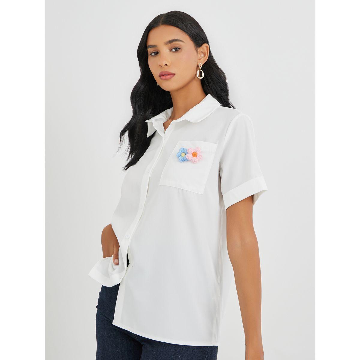 Styli Oversized Pocket Detail Floral Patch Shirt-women-clothing-shirtsandblouses-shirts-image-1