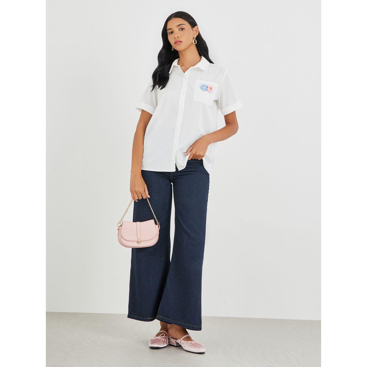 Styli Oversized Pocket Detail Floral Patch Shirt-women-clothing-shirtsandblouses-shirts-image-2