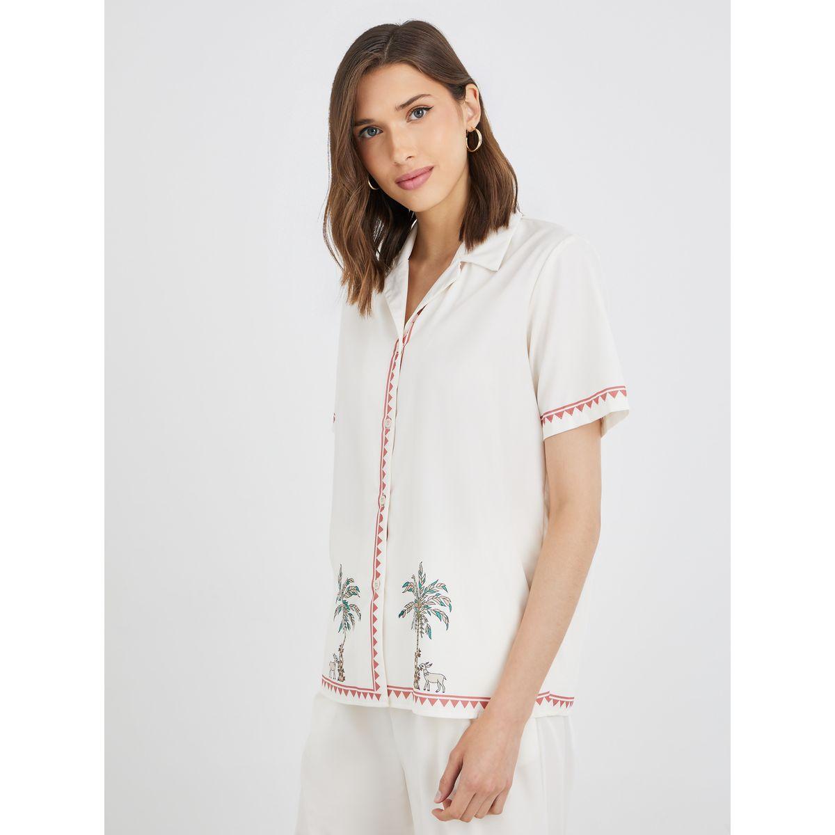 Styli Graphic Printed Buttoned Shirt and Pants Co-Ords-women-clothing-coordsets-image-3
