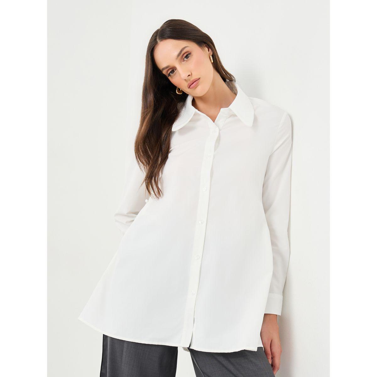 بلوزة سادة بأكمام طويلة وأزرار غلق-women-clothing-shirtsandblouses-shirts-image-1
