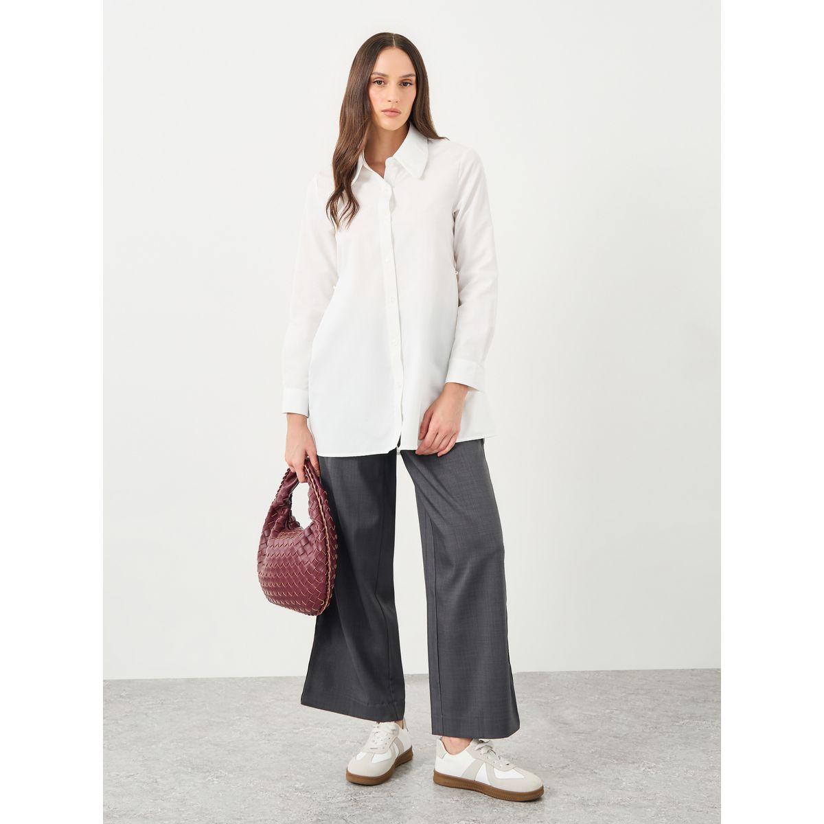 بلوزة سادة بأكمام طويلة وأزرار غلق-women-clothing-shirtsandblouses-shirts-image-2