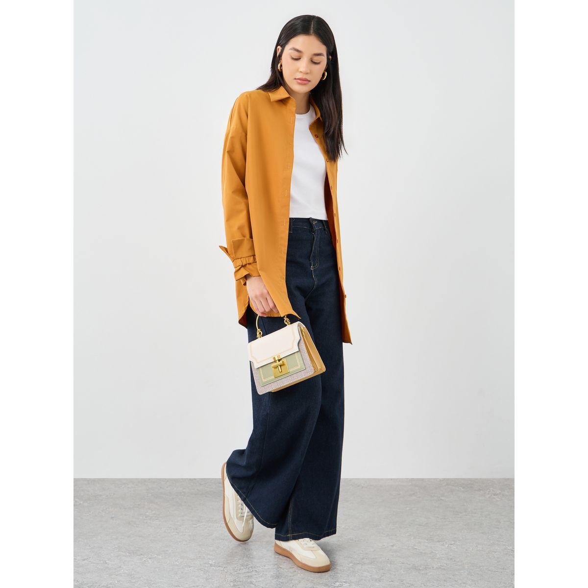 بلوزة طويلة مع أكمام بأساور وأزرار غلق-women-clothing-shirtsandblouses-shirts-image-2