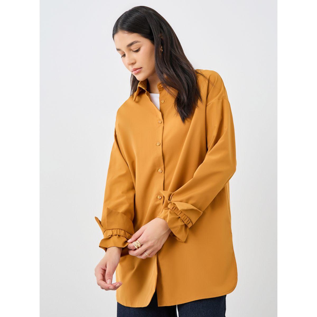 بلوزة طويلة مع أكمام بأساور وأزرار غلق-women-clothing-shirtsandblouses-shirts-image-3