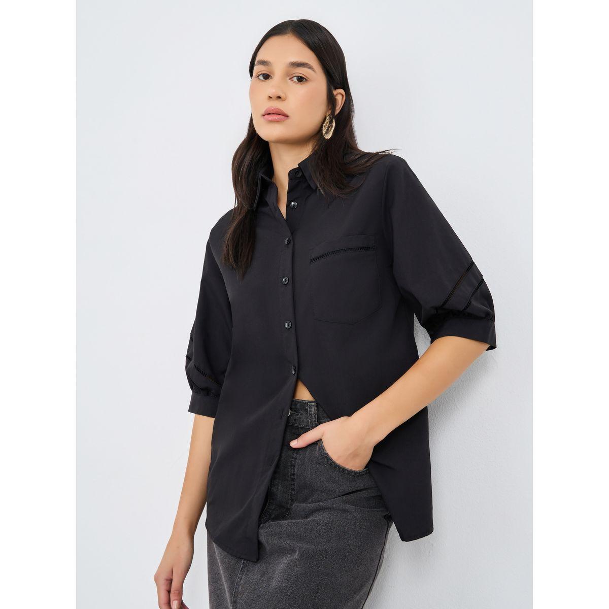 بلوزة طويلة مع أكمام بتفاصيل مُفرغة مع أزرار-women-clothing-shirtsandblouses-shirts-image-1