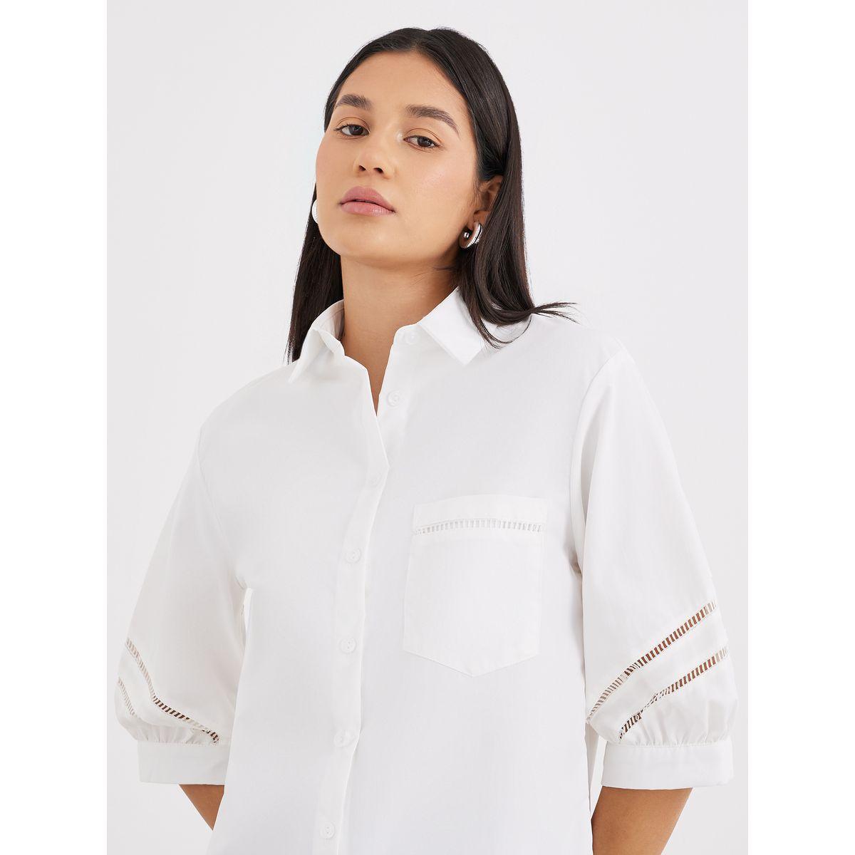 Styli Women White Cut-Out Sleeve Longline Shirt-women-clothing-shirtsandblouses-shirts-image-3