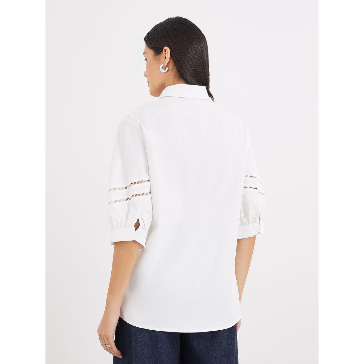Styli Women White Cut-Out Sleeve Longline Shirt-women-clothing-shirtsandblouses-shirts-image-4